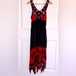 Shoreline Black and Red Tie Dye Maxi Dress, Whimsigoth